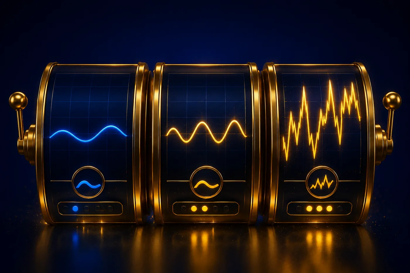 Diagram of low medium and high volatility slot payout patterns